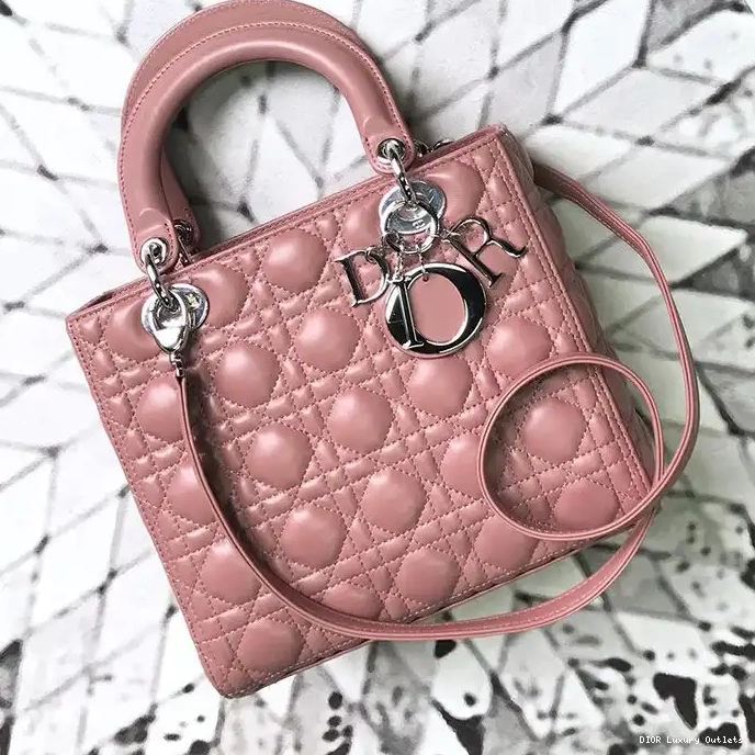 Cheap Bag Cannage Silver Medium Nude Lambskin Dior Lady 0328 Luxury